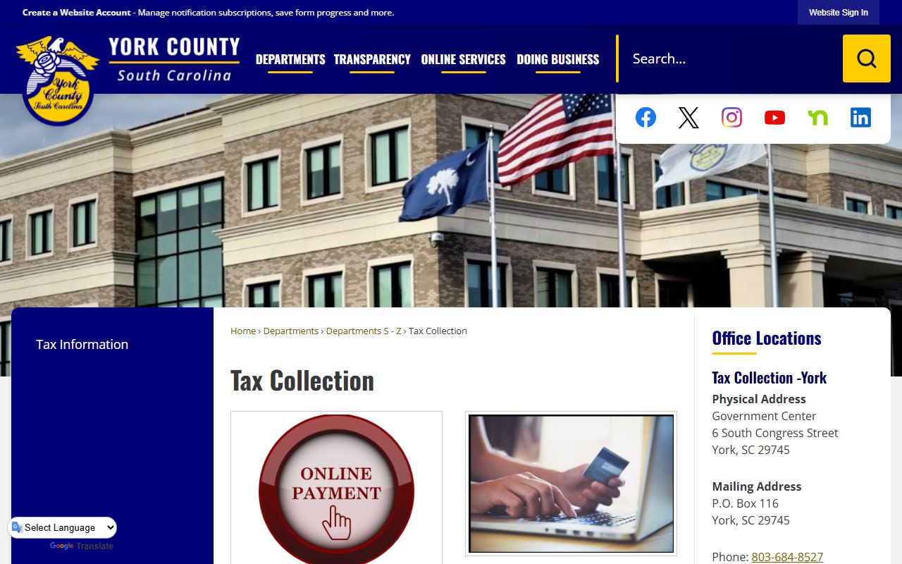 Rock Hill York County property tax collection records