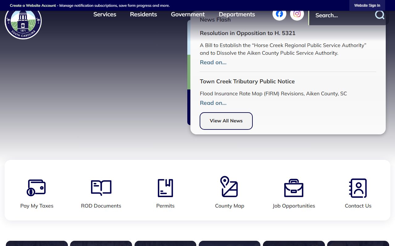 Aiken County Assessor website for property tax records