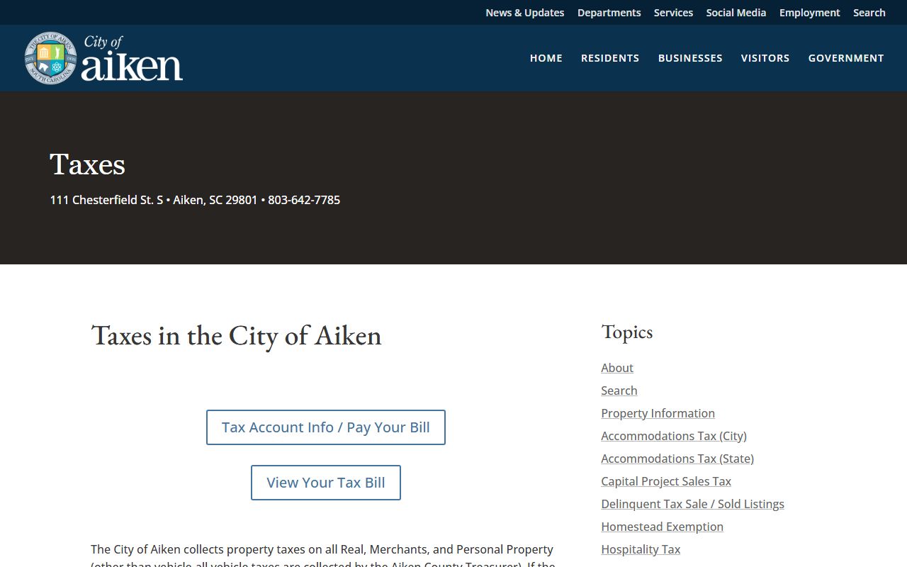 City of Aiken property tax resources and information