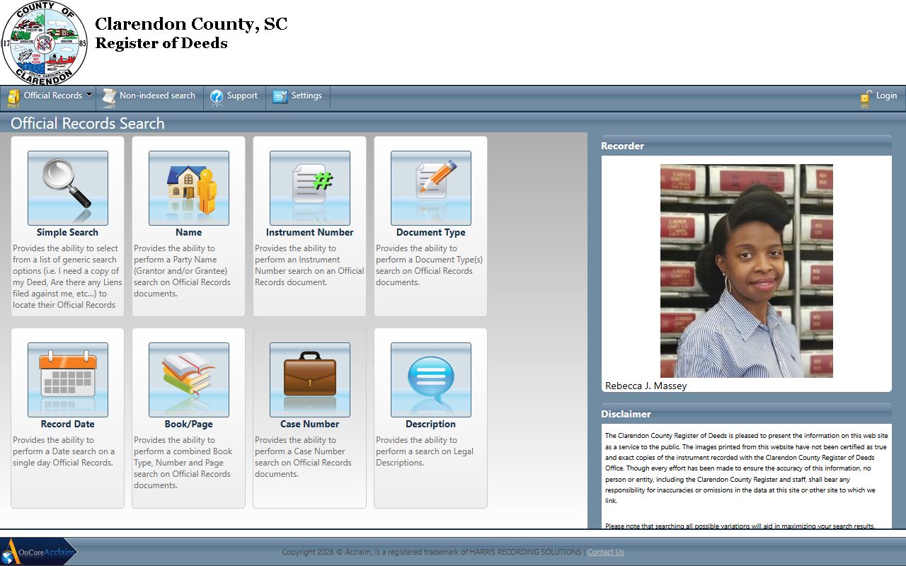 Clarendon County property records deeds database