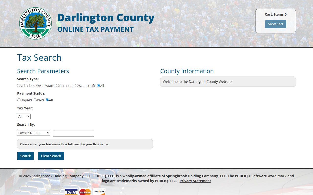 Darlington County online property tax payment portal