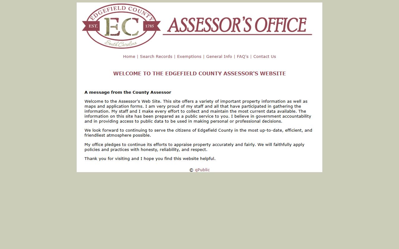 Edgefield County property tax records search portal