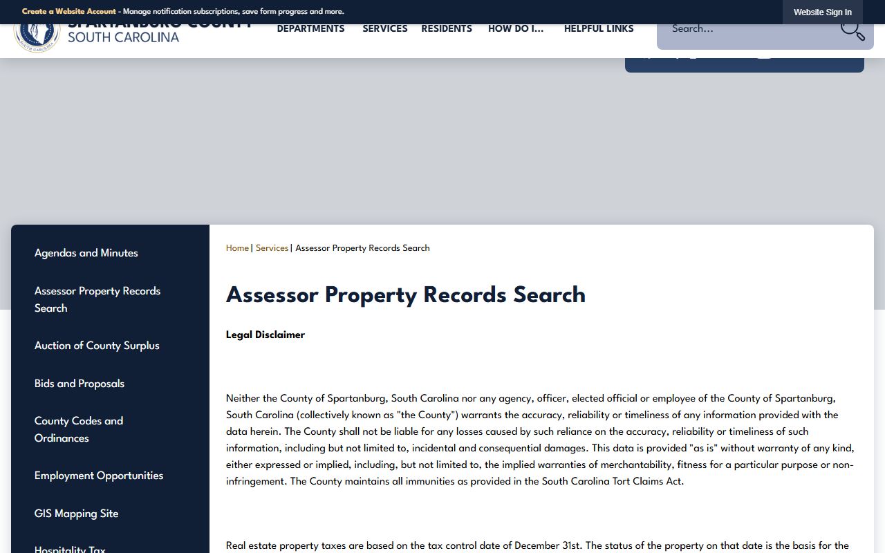Spartanburg County property tax records assessor search portal