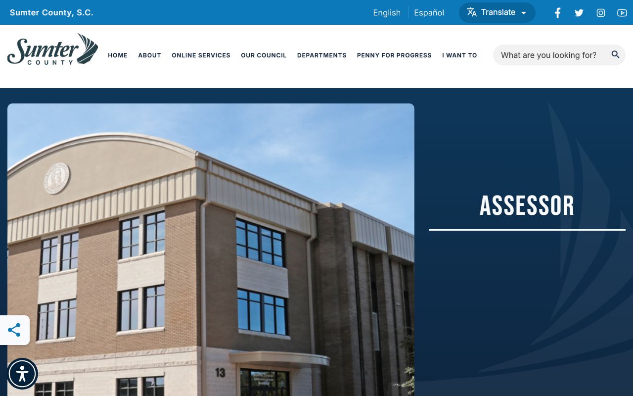 Sumter County Assessor office website for property tax records