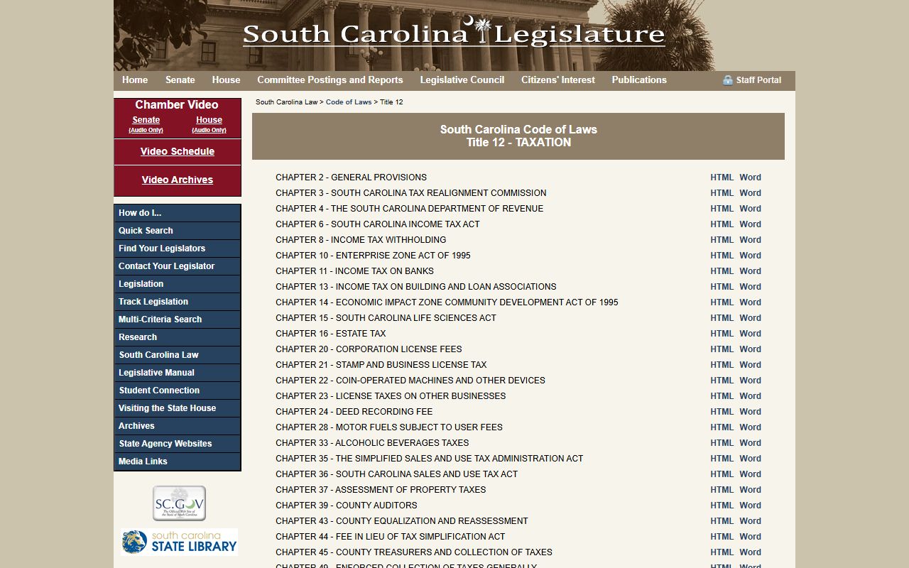 South Carolina Code Title 12 Taxation property tax records